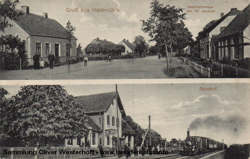 Bahnhof Heidmühle mit einem Personenzug um 1910.