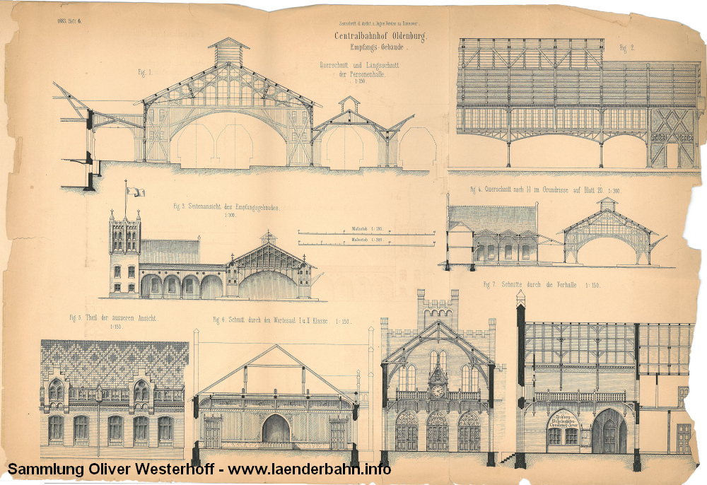 Aus der Beschreibung des Bahnhofes von 1883 stammen diese Pläne und Ansichten des Bahnhofs.