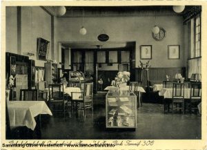 An der Strecke nach Osnabrück liegt Quakenbrück. Der Bahnhof war Grenzstation zwischen Oldenburg und Preußen. Die Karte zeigt die Bahnhofswirtschaft etwa um 1935.