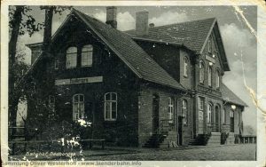 Der Bahnhof Badbergen zeigt sich auf dieser Ansicht von 1942 weitgehend unverändert seit seinem Bau Mitte der 1870er Jahre.
