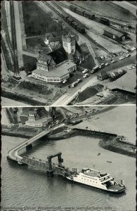 Diese Bilder zeigen Bahnhof und Fähranleger, letzteren bereits nach Modernisierungsarbeiten in den 1970er Jahren.