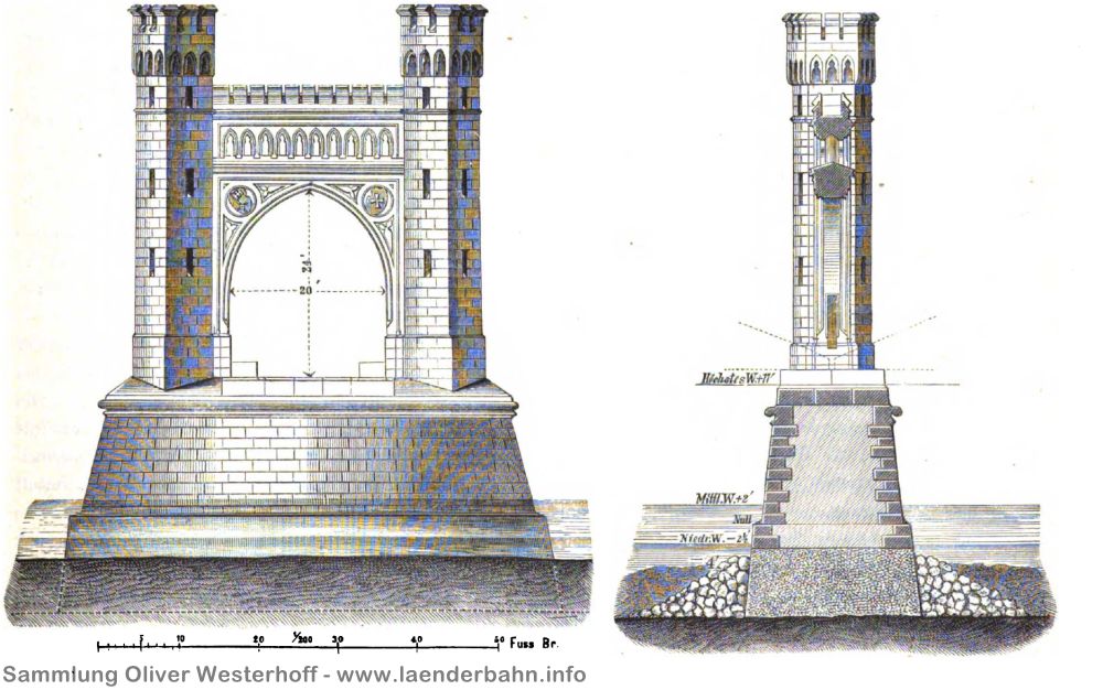 Ansicht der Brückenpfeiler aus dem Bericht