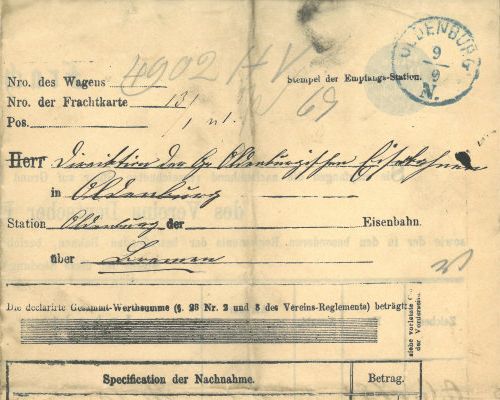 1871 - Frachtbrief