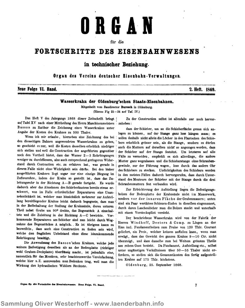 Der kurze Bericht von Buresch im "Organ"