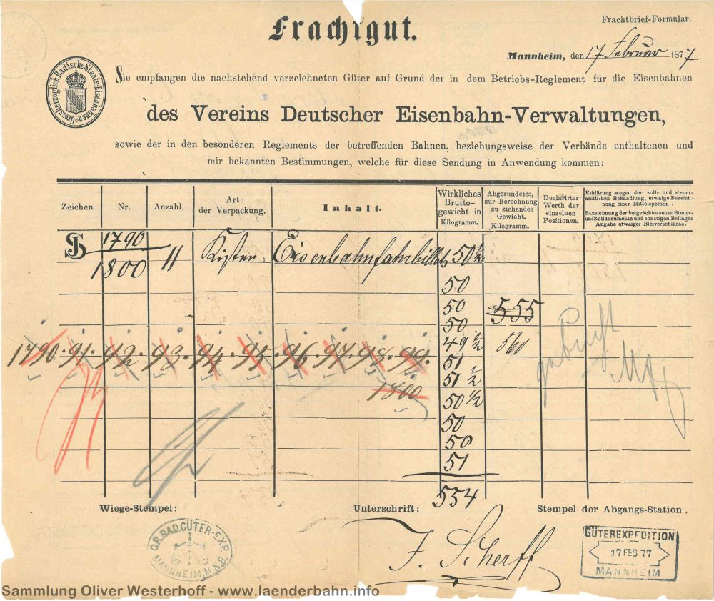 1877 - Frachtbrief
