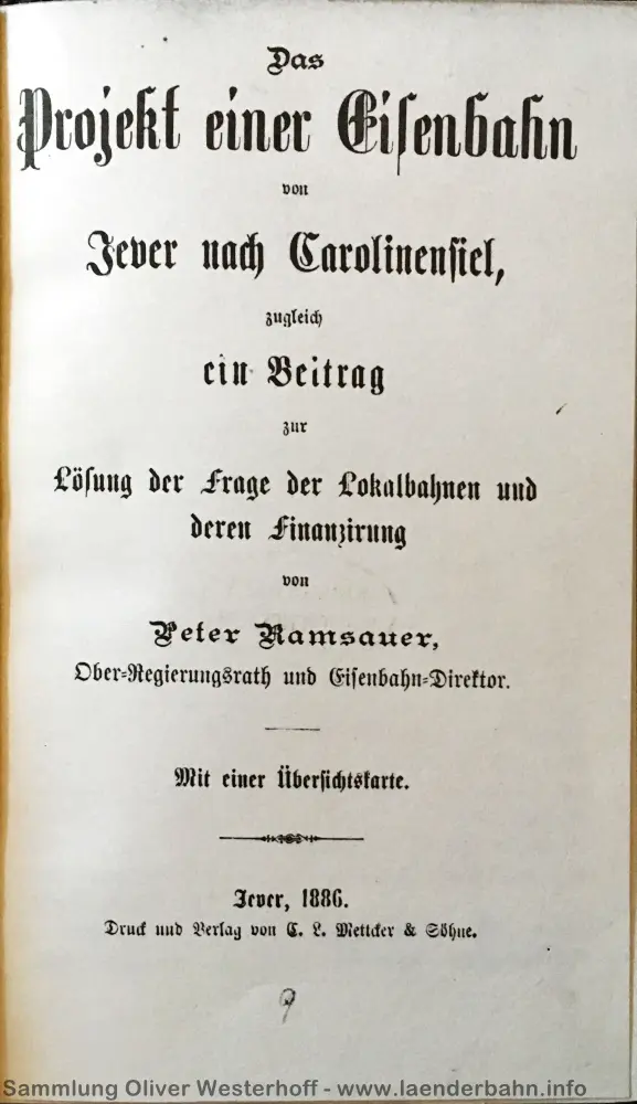 1886 – Das Projekt einer Eisenbahn von Jever nach Carolinensiel - Seite 1
