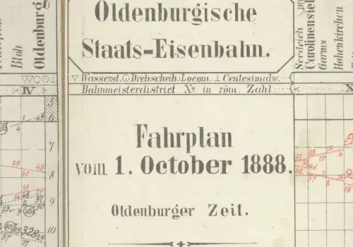 1888 – Fahrplan Oldenburgische Staats-Eisenbahn 1888 - Fahrplan der Oldenburgischen Staats-Eisenbahn