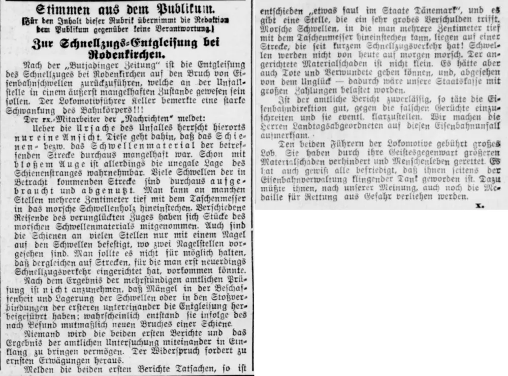 Zeitungsausschnitt der "Nachrichten für Stadt und Land" vom 07.09.1905