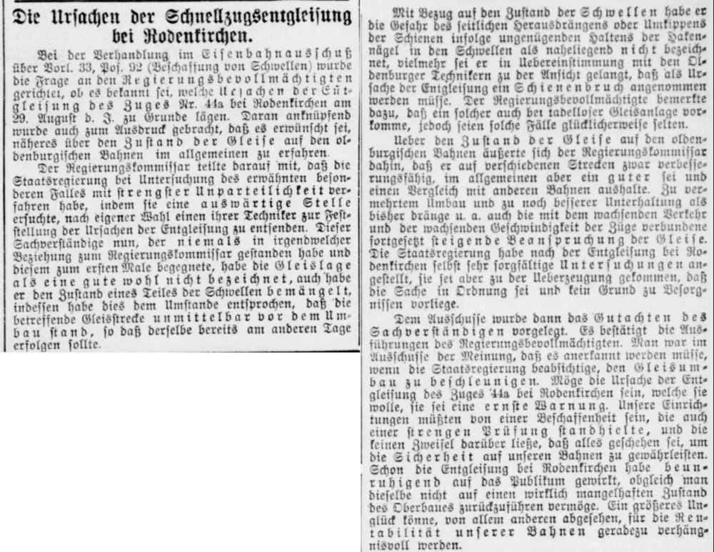 Zeitungsausschnitt der "Nachrichten für Stadt und Land" vom 24.11.1905