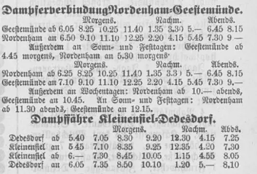 Vergrößerung aus dem Fahrplan