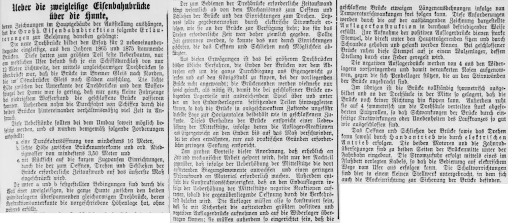 Zeitungsartikel über die neue Drehbrücke in den "Nachrichten für Stadt und Land"