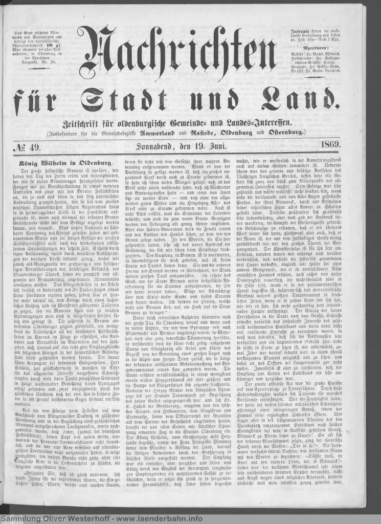 Bericht über den Besuch des Königs von Preußen