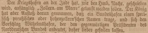 Eine weitere Notiz aus der "Kölnische Zeitung" vom 21. Juni 1869