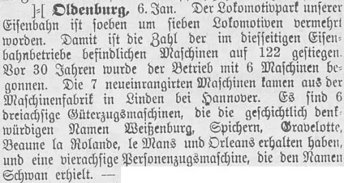 Ausschnitt aus "Nachrichten für Stadt und Land" vom 8. Januar 1898