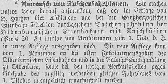 Hinweis zum Umtausch der bereits gekauften Taschenfahrpläne